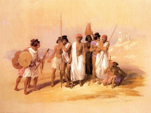 Small army units near ancient temple